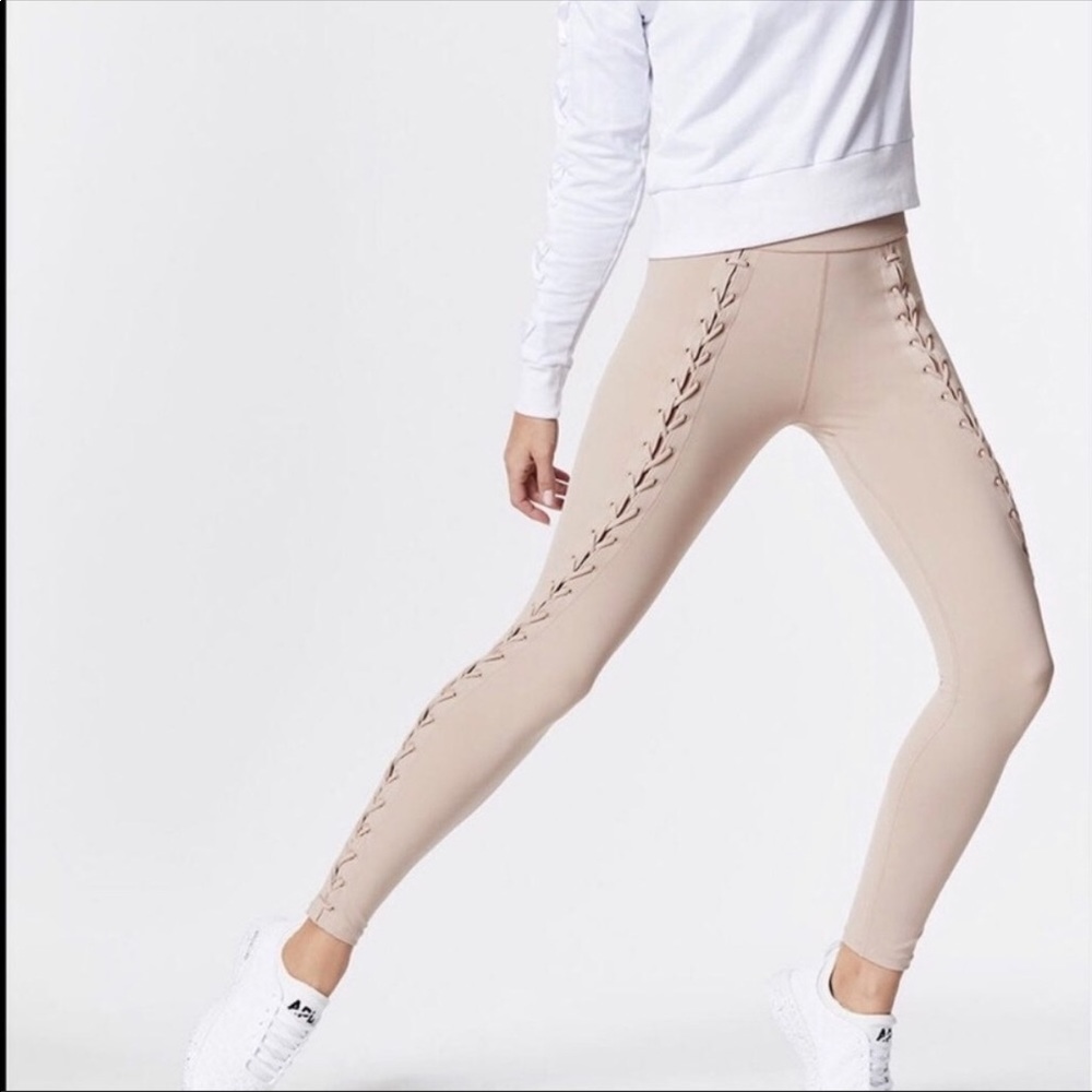 Tan nude Carbon 38 Twist up seam leggings